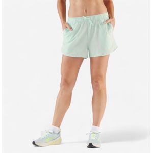 Women's running & trail running breathable shorts kiprun run 500 dry-green
