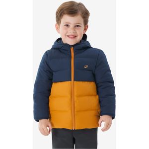 Warme gewatteerde wandeljas nh500 voor kinderen blauw en bruin