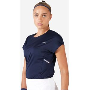 Tennisshirt met ronde hals voor dames dry 500 donkerblauw