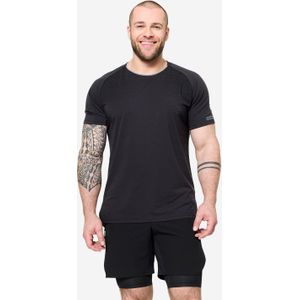 T-shirt voor crosstraining heren ademend korte mouwen zwart/grijs