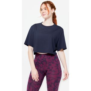Cropped t-shirt voor dames marineblauw