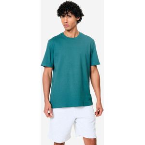Fitness-t-shirt ronde hals voor heren groen
