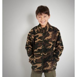 Warme fleece jas voor de jacht kinderen 100 camouflage groen bruin