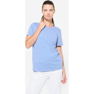T-shirt dames met ronde hals katoen blauw
