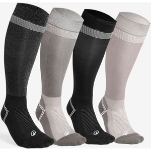 Paardrijsokken extra dun 4 paar zwart/bruin