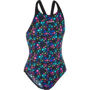 Meisjesbadpak voor zwemmen kamyleon star zwart/geel