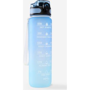 Motiverende drinkfles voor fitness 1 liter blauw