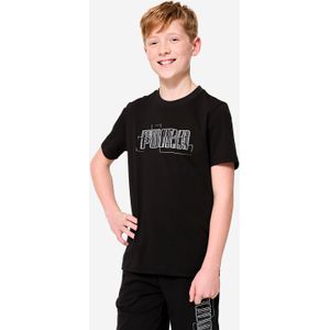 Katoenen kinder t-shirt zwart met opdruk