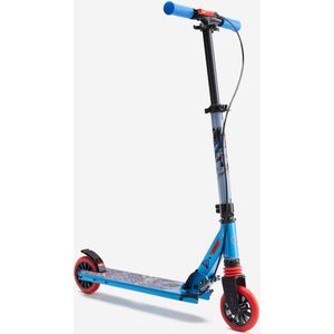 Step mid 5 kinderen met rem aan het stuur en vering print blauw