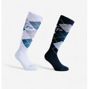 Paardrijsokken voor volwassenen 500 geruit motief
lavendel/marineblauw
2 paar