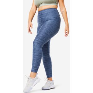 Legging met hoge taille voor cardiofitness dames gemêleerd blauw