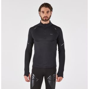 Hardloopshirt met lange mouwen voor heren run 500 1/2 rits zwart