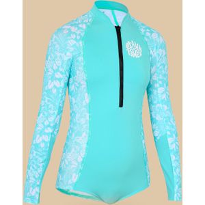 Uv-werend badpak met lange mouwen voor meisjes turquoise