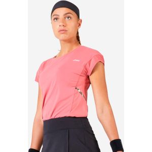 Tennisshirt met ronde hals voor dames dry 500 roze