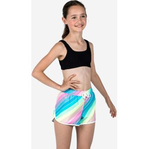 Zwemshort voor meisjes 100 katy rainbow stripes turquoise