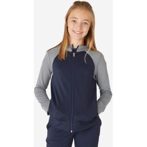 Warme ademende hoodie met rits voor meisjes s500 marineblauw en lichtgrijs