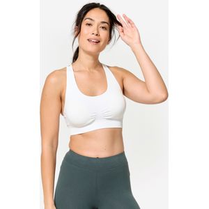 Sportbeha met gekruiste bandjes voor dames lichte ondersteuning wit