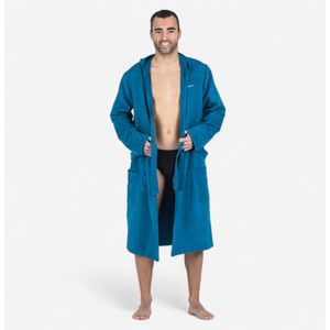 Compacte herenbadjas met capuchon microvezel donkerblauw