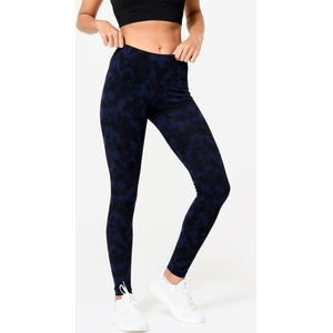 Fitness legging voor dames katoen zwart en blauw