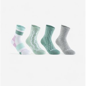 Hoge tennissokken rs 300 voor kinderen grijs/groen motief set van 4 paar