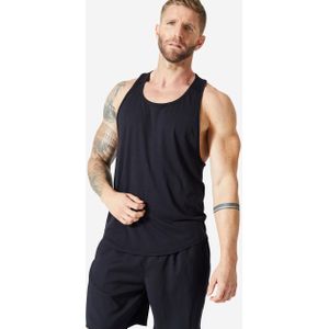 Ademende stringer tank top voor krachttraining heren zwart