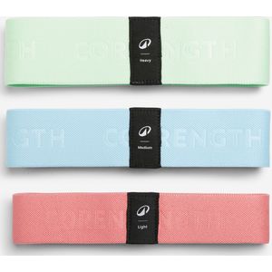 Set van 3 stoffen weerstandsbanden voor bilspieren fitness