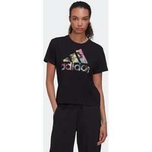 T-shirt voor fitness en soft training dames floral zwart