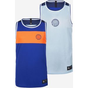 Basketbal shirt kind t500r omkeerbaar marineblauw/lichtblauw