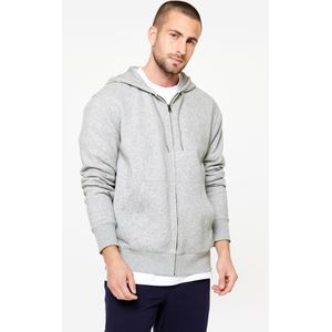 Molton capuchonvest voor fitness heren lichtgrijs