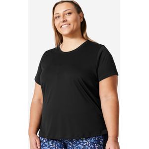 Dames-t-shirt voor cardiofitness plussize zwart