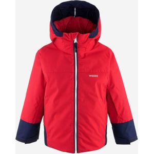 Warme en waterdichte ski-jas voor kinderen 500 pull'n fit rood/marineblauw