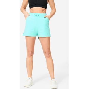 Fitnessshort met zak voor dames aquamarijn