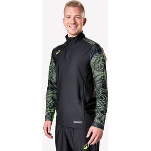 Voetbalsweater met halve rits volwassenen viralto wave zwart neongeel
