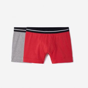 Set van 2 katoenen herenboxershorts - grijs / rood