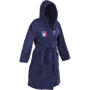 Dikke badjas katoen voor dames donkerblauw waterpolo officiële badjas frankrijk