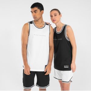 Basketbal shirt heren/dames t500 omkeerbaar zwart/wit