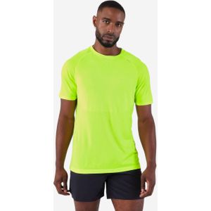 Naadloos hardloopshirt voor heren run 500 comfort gifgroen