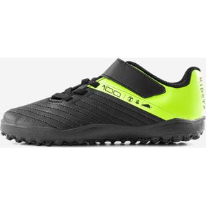 Voetbalschoenen kind 100 easy turf tf klittenband zwart/geel