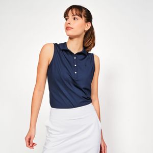 Golfpolo ww500 dames mouwloos marineblauw