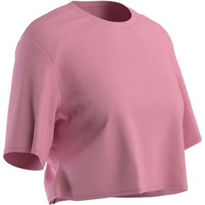 Cropped t-shirt voor fitness dames 520 lichtroze