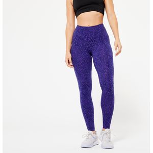 Fitness legging voor dames fit+ 500 slim fit blauw met print