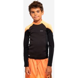 Uv-shirt met lange mouwen jongens (7-15 j.) neo zwart/fluo-oranje