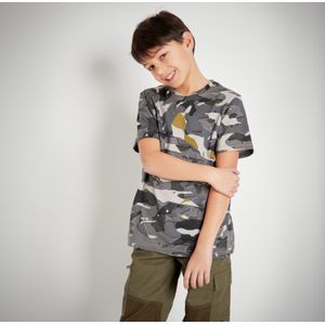 Kinder-t-shirt camouflage woodland grijs