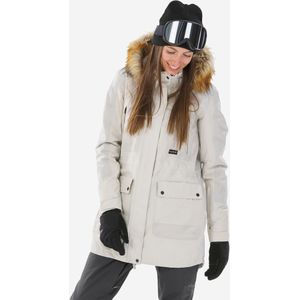 Snowboardparka voor dames snb 500 compatibel met ziprotec beige