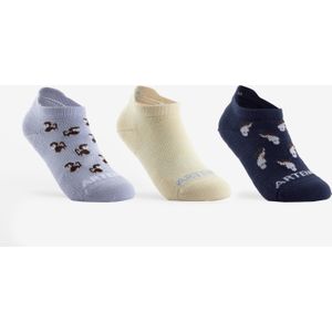 Sportsokken rs 160 kinderen laag 3 paar blauw/wit met motief