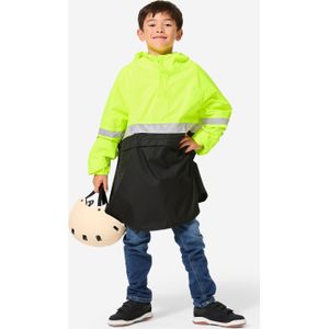 Fietsponcho voor kinderen zichtbaarheid dag en nacht zwart/fluogeel