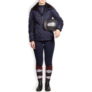 Warme paardrijbroek voor dames 500 full grip marineblauw