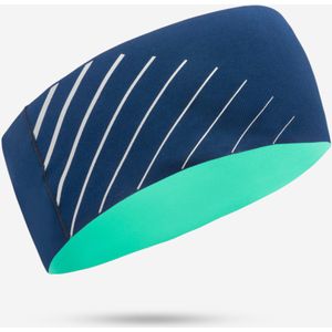Ademende en omkeerbare hoofdband voor hardlopen kinderen dry+ marineblauw groen