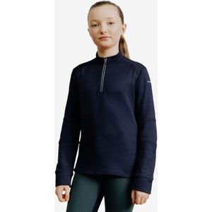 Warme kinderpolo met lange mouwen voor ruitersport 500 marineblauw