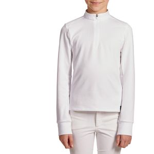 Kinderpolo met lange mouwen voor paardrijwedstrijden 500 wit